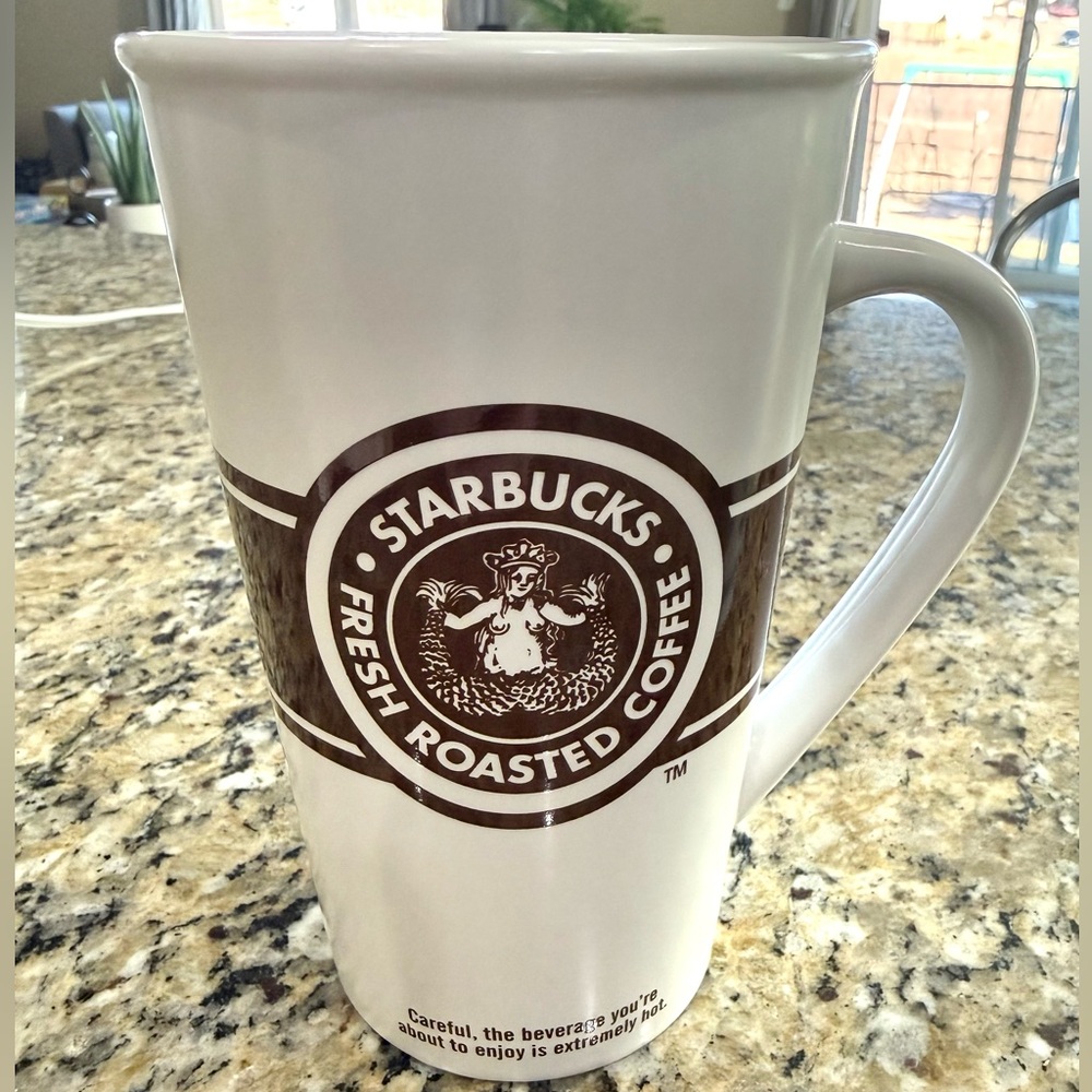 Starbucks 2007 Fresh Roasted Coffee 16oz Siren Logo Mug | Brown Band
